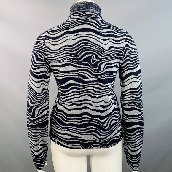 SIES MARJAN Size L Silver Navy Cashmere Blend Marbled Turtleneck Pullover - Picture 4 of 9